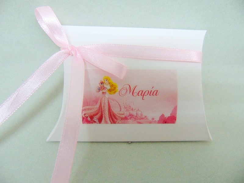 Μπομπονιέρα βάπτισης κουτί ροζ με θέμα πριγκίπισσα