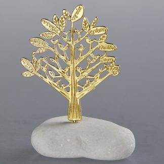 Μπομπονιέρα γάμου δέντρο της ζωής χρώμα χρυσό σε πέτρα