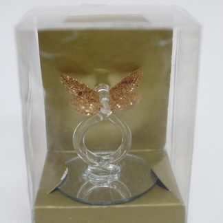 Μπομπονιέρα βάπτισης γυάλινη πεταλούδα μέσα σε διάφανο κουτί