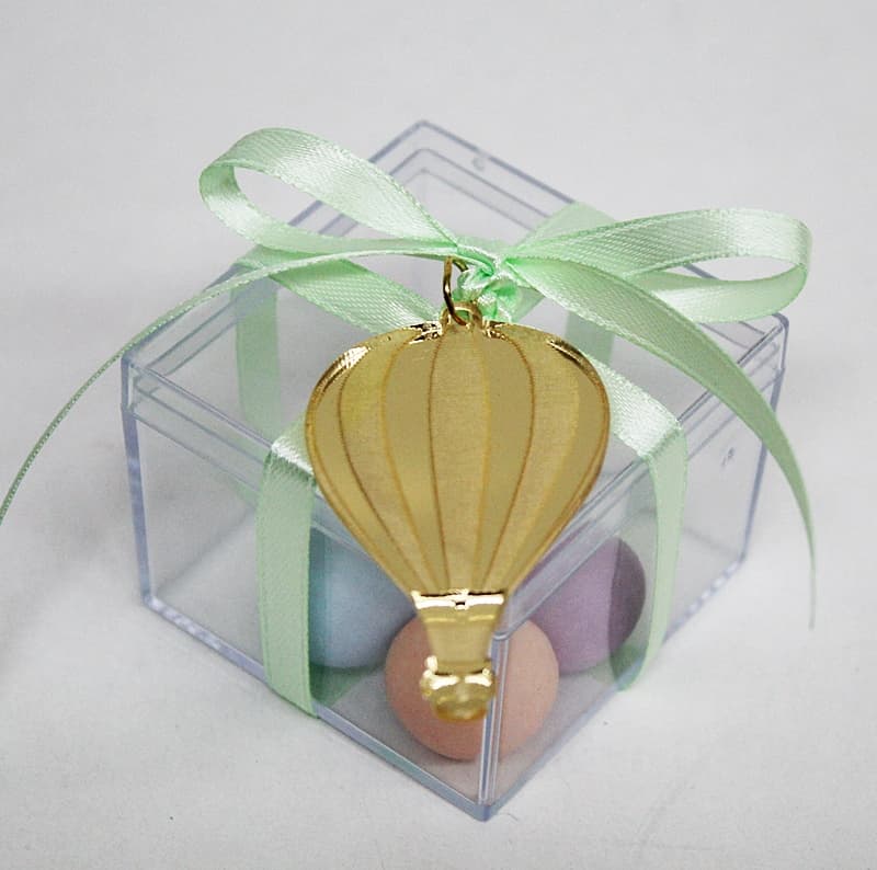 Μπομπονιέρα βάπτισης κουτί plexiglass με αερόστατο